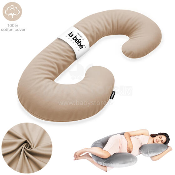 La Bebe™ Maternity Pillow Cotton Sì -Duo Art.256044 Бежево-карамельный. Хлопковая ткань. Многофункциональная подушка/подкова для беременных  с наполнителем memory foam