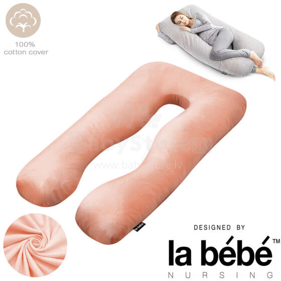 La Bebe™ Cushy Maternity Pillow Art.91914 Peach Многофункциональная подушка для беременных и кормящих (U Shaped) , наполнение синтепон, 155x80cm