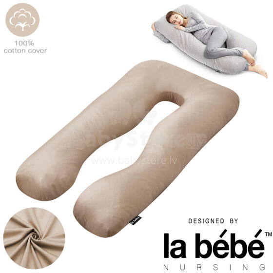 La Bebe™ Cushy Maternity Pillow Art.91911 Бежево-карамельный Многофункциональная подушка для беременных и кормящих (U Shaped) , наполнение синтепон, 155x80cm