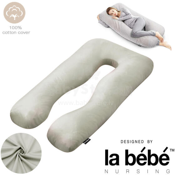La Bebe™ Cushy Maternity Pillow Art.91919  Light Grey Многофункциональная подушка для беременных и кормящих (U Shaped) , наполнение синтепон, 155x80cm