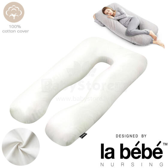 La Bebe™ Cushy Maternity Pillow Art.91910 White Многофункциональная подушка для беременных и кормящих (U Shaped) , наполнение синтепон, 155x80cm