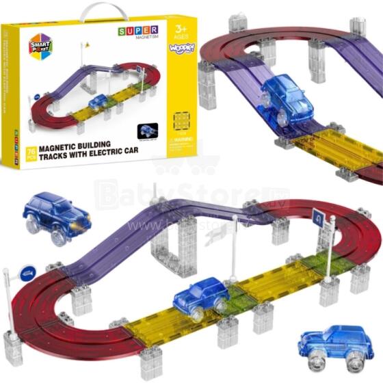 WOOPIE Magnetiline Võidusõidurada + Auto 76 tk