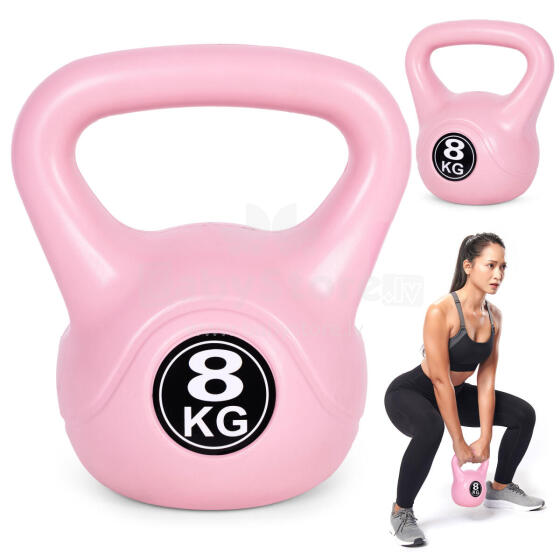 Kettlebell 8 kg for exercise, dumbbell, weight ball, fitness load, pink, ModernHome