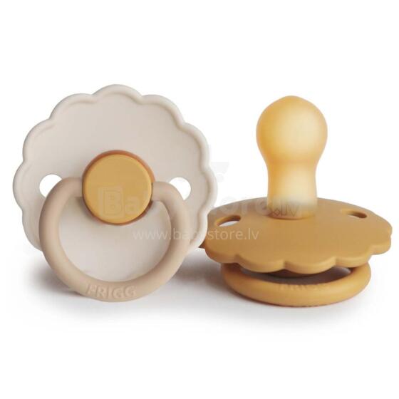 Frigg Daisy Round Latex Art.76221483 Chamomile/Honey gold Pacifier (nipple) made of 100% natural rubber 0-6 months (2 pcs.)