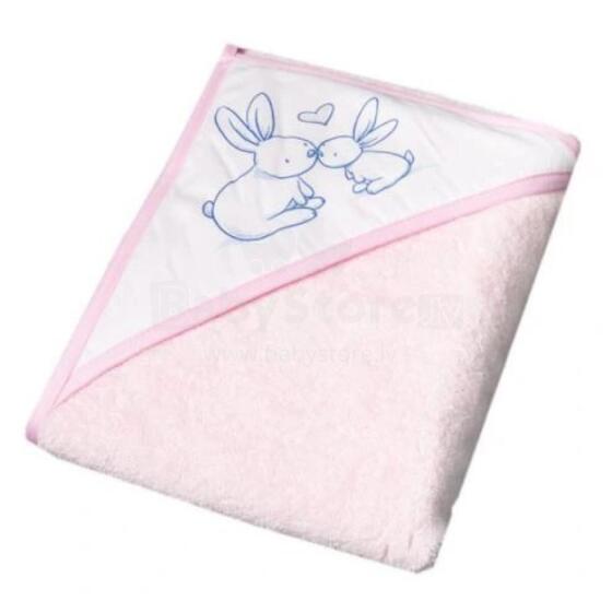 TEGA kapuutsiga rätik BUNNY, 100x100 cm., Powder pink, KR-008