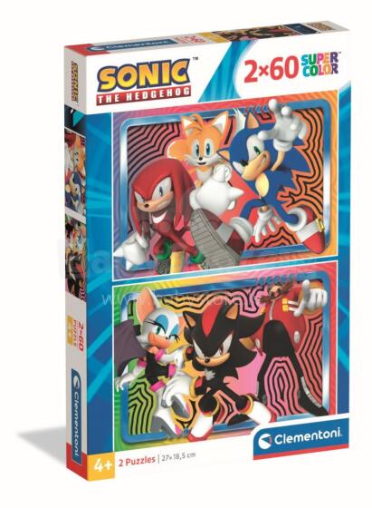 CLEMENTONI LASTELE PUZZLE Sonic 2025, 2x60 tk,, 24821