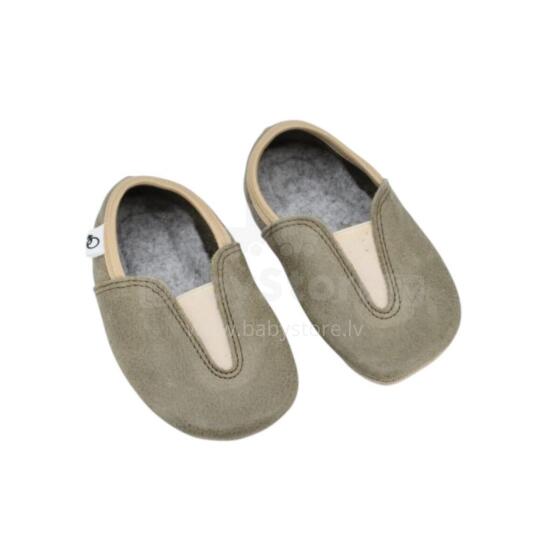 Bebe Basic Kids Hip-Hop Punsa Gymnastics Shoes Art.SB131 Eco Olive  Чешки гимнастические c кожанной подошвой