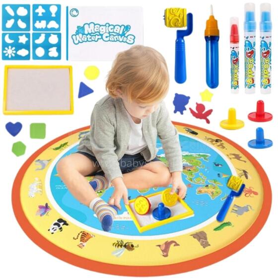 WOOPIE Magical Water Mat for Painting Round ZOO 23 pcs