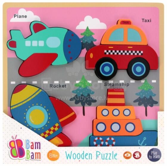 BAM BAM 541642 Puitpuzzle Sõidukid