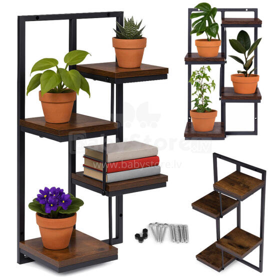 Seinale paigaldatav taimealus lillede kaunistamiseks 4 taset Loft ModernHome