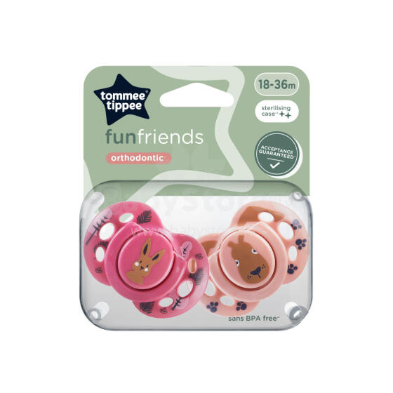 TOMMEE TIPPEE lutt silikoon FUN 18-36 kuud, 2 tk., 433657