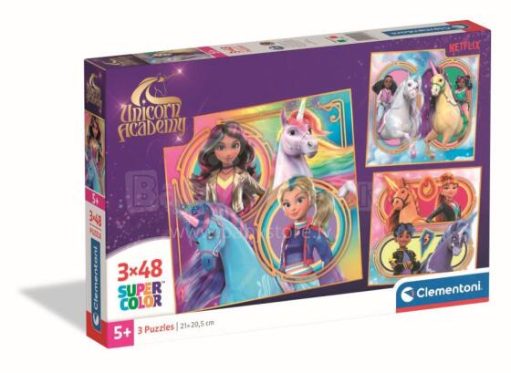 CLEMENTONI pusle Unicorn Academy, 3x48 tk, , 25325