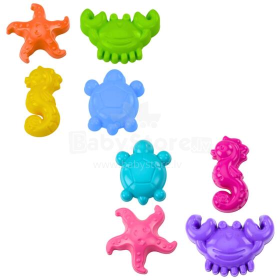 Sea Sand Molds 4 Pieces Crab Turtle Starfish Horse Yellow Green