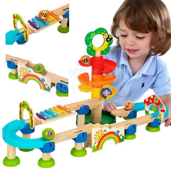 Tooky Toy Puitmuusikaline Marbliraja 44 tk