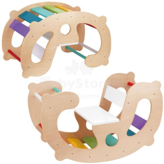 WOOPIE GREEN Puitrain Rainbow Rocker ja Sild 2in1 Montessori FSC
