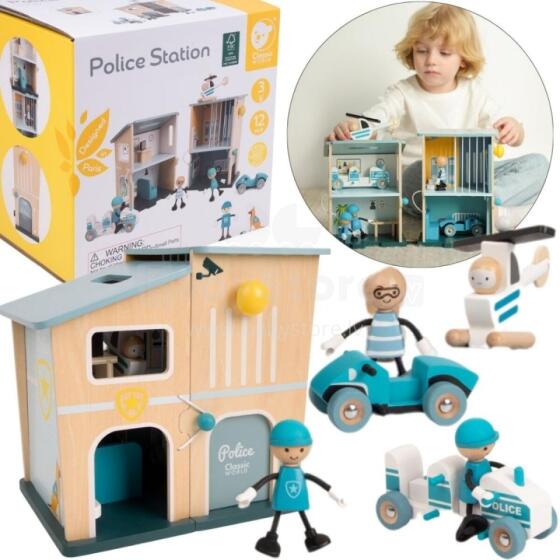 KLASSIKALINE MAAILM Politseijaam Puitauto Helikopter Figuurid 12tk