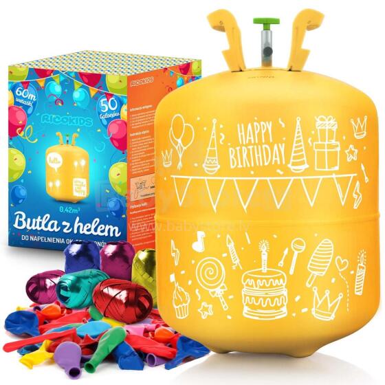 Heaheliumipaak 0.42m3 koos õhupallide ja paelaga Ricokids