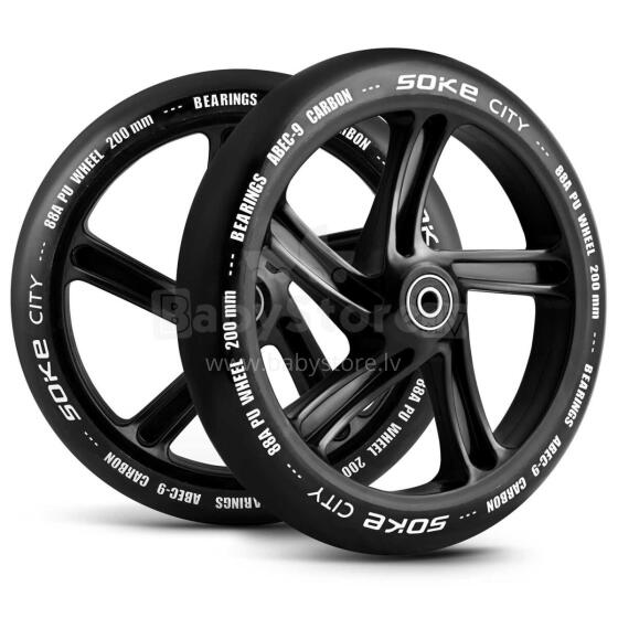 Linna tõukeratta rattad 200 mm mustad 2 tk