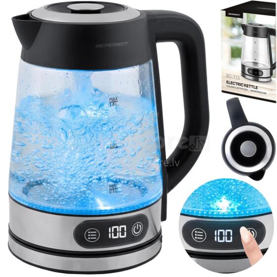 Стеклянный электрический чайник с контролем температуры 1.8L 2200W Berdsen BD-715