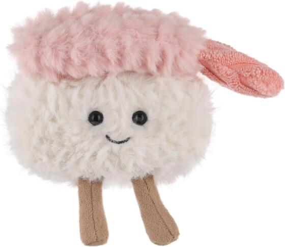 Aprikoosi-lambaliha ja krevettidega sushitoidu plush-mänguasjad lastele, pehmed armsad kaisumänguasjad beebitüdrukutele ja -poistele, kohevad krevettidega sushiroosad 8 cm