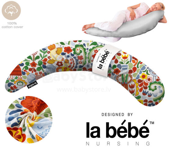La Bebe™ Moon Cotton Maternity Pillow Art.60608156 Nordic Bloom. Suur Memory Foam täidisega raseduspadi (eriti pehme ja vaikne täidis)