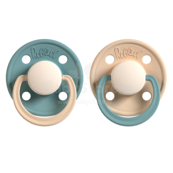 Rebael Round Latex Art.276176 Colour Mix mannekeen (lutt), mis on valmistatud 100% looduslikust kummist vanuses 6+ kuud. (2 tk.)