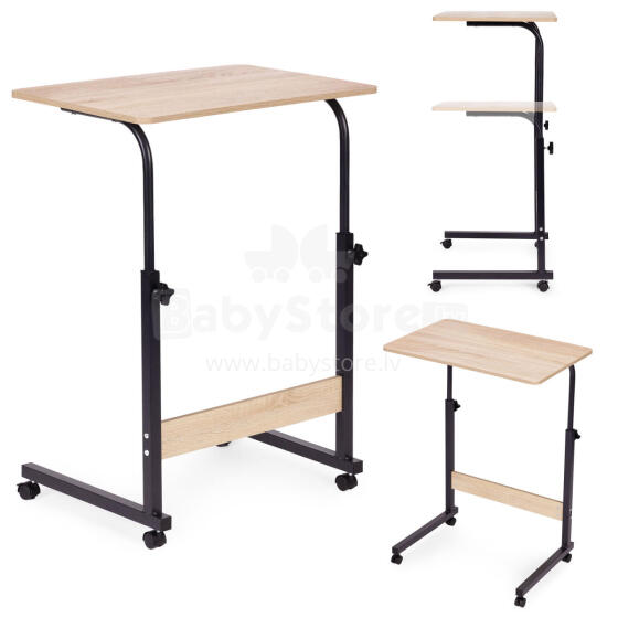 Mobile laptop table – side desk for armchair in light oak color, ModernHomedąb ModernHome