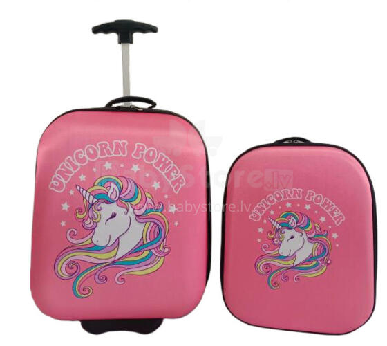 Unicorn Suitcase+Backpack  Art.BC-ROZ-004 Laste kohver ratastel