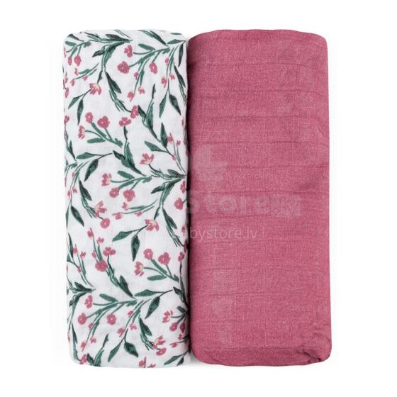 PETITE&MARS 417364 Bambusest Musliinist Kätkete Komplekt 2 tk. Uduroosa Niit 120x120
