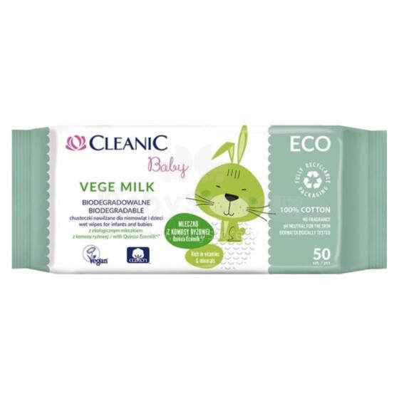 Niisked salvr&auml;tikud beebidele Cleanic Baby Eco Vege Milk 50 tk.