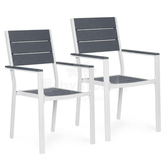 2 aiatooli komplekt terrassile rõdule HDPE teras hall valge MultiGarden