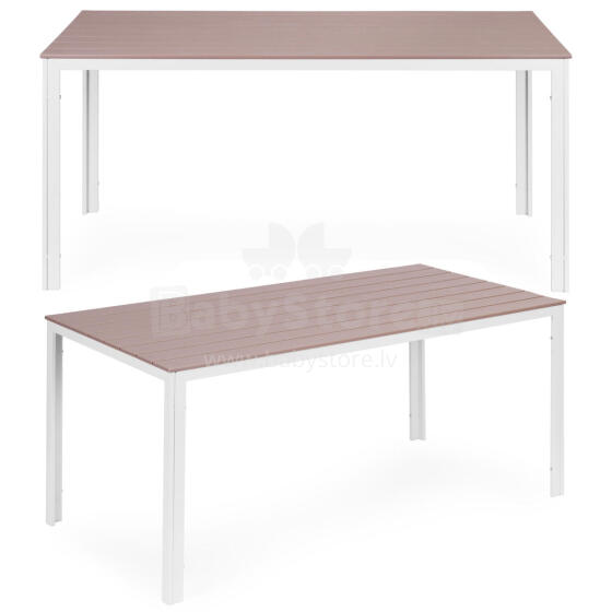 6-inimese aiapink 156x78 cm polüwood mööbel terrassile beež valge MultiGarden