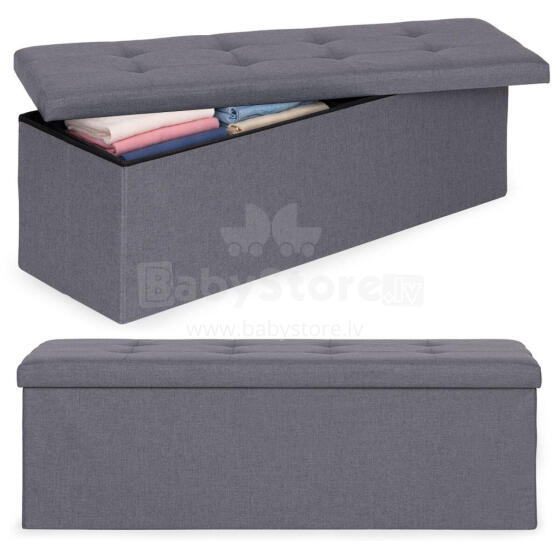 Puf kaetud 111x38 cm salvestusruumiga tumashall ModernHome