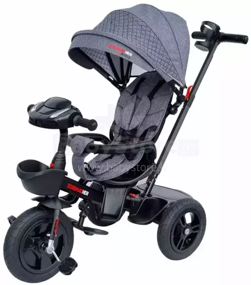 Bebe Basic Schumacher Kid  Air Trike Art.281267  Grey Laste kolmerattaline lenkstangiga, katuse ja täispuhutavate ratastega