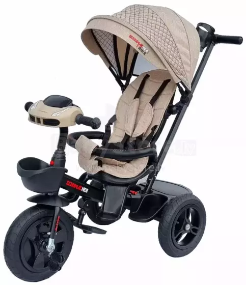Bebe Basic Schumacher Kid  Air Trike Art.281267 Beige Laste kolmerattaline lenkstangiga, katuse ja täispuhutavate ratastega