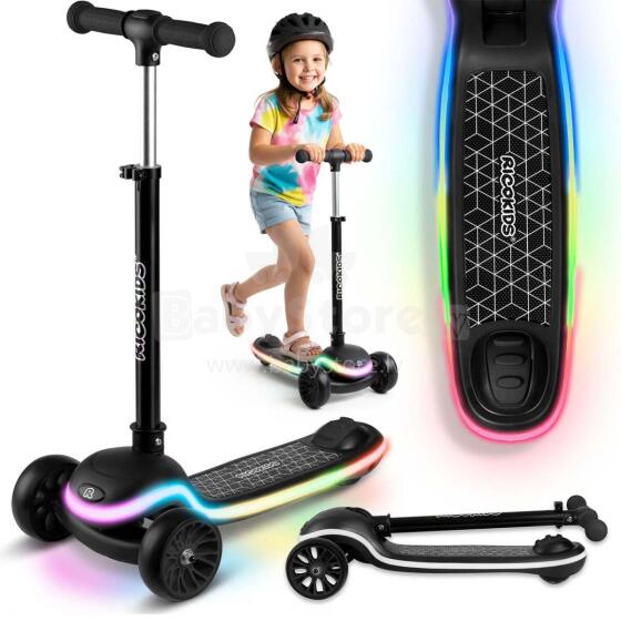 Kolmerattaline tasakaalusõiduk lastele LED Ricokids Leddi - Must