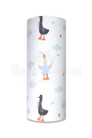 Diaper - 14244  - TETRA PRINT - EGA - GĄSKI W PIŻAMACH    - size 70x80 cm