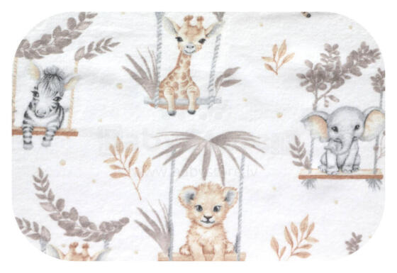 Mähkmed - 14039 - FLANELLTRÜKK - EGA - LOOMAD KIIGEL - BEIGE - suurus 70x80 cm