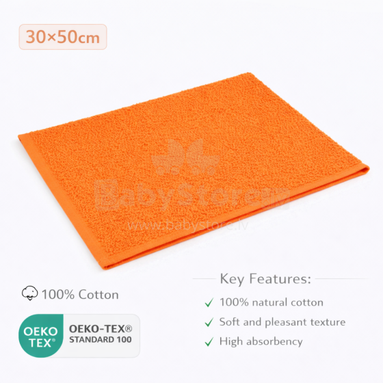 Bebe Basic Cotton Baby Towel  Art.285894 Orange  Cotton frote towel 30x50 cm (100% cotton)