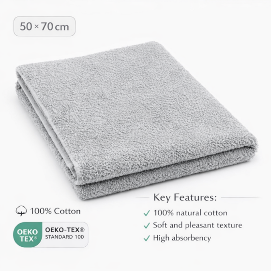Bebe Basic Cotton Baby Towel  Art.285897 Grey  Cotton frote towel 50x70cm (100% cotton)
