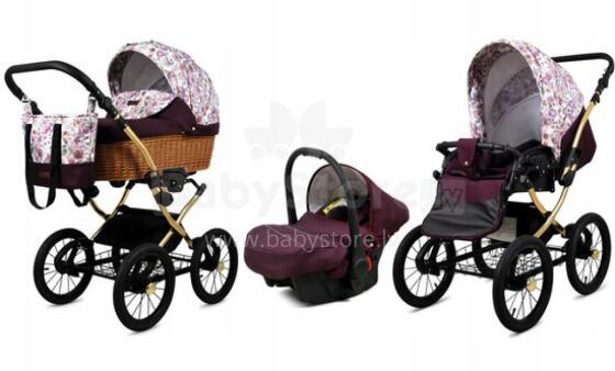 Babylux Classic Art.286135 Maroon Flowers  Klassikaline 3-ühes lapsevanker