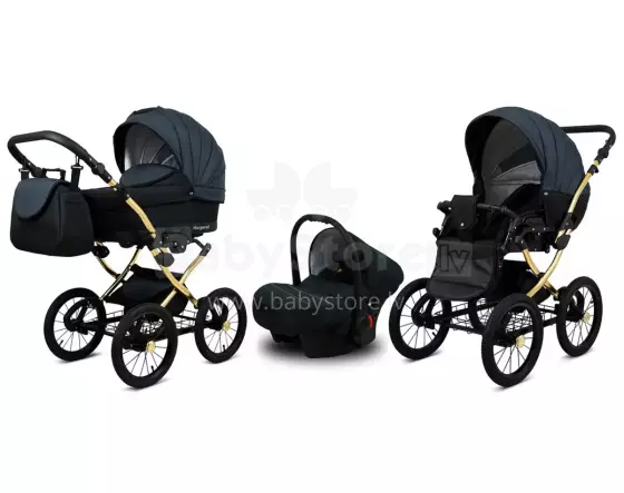 Babylux Margaret Gold Art.286152 Black Grey  Klassikaline 3-ühes lapsevanker