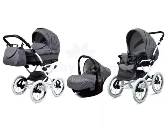 Babylux Margaret White Art.286165 Grey Flex  Klassikaline 3-ühes lapsevanker