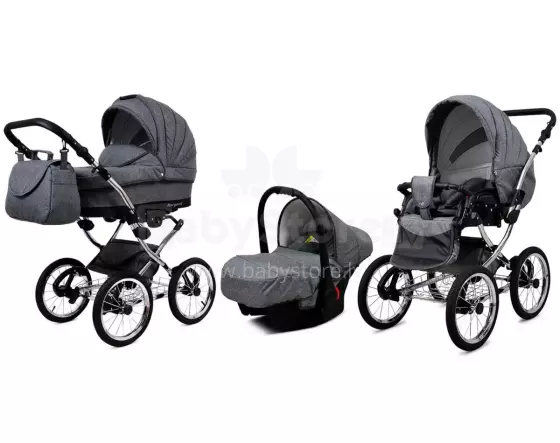 Babylux Margaret Exclusive Art.286179 Grey Flex Klassikaline 3-ühes lapsevanker