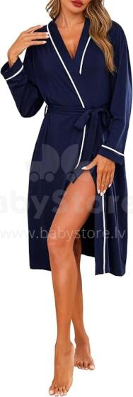 Italian Fashion Women Bathrobe Long Sleeve Art.286674 Navy  Maternity robe