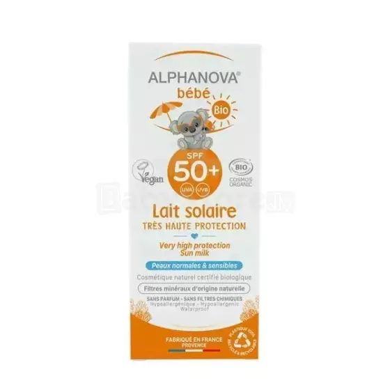 Alphanova Sun SPF50+  Art.287566 looduslik, lõhnatu ja veekindel päikesekreem beebidele 0+ elukuud, 50 ml