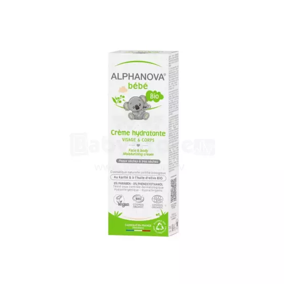 Alphanova Bebe Baby Cream Art.287579 lõhnatu orgaaniline niisutav ja toitev kreem näole ja kehale aloe vera ja puuvillaseemneõliga, 75 ml