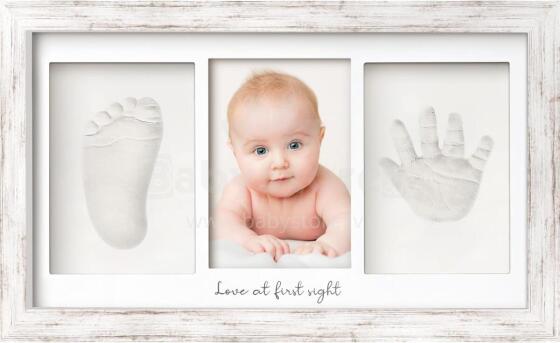 Baby Handprint and Footprint Maker Set Art for Baby Art.288165 Vintage White Kolmekordne puitraam