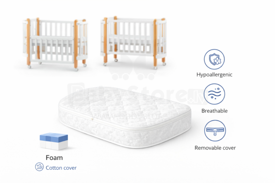 La Bebe™ Nika Bed Art.288287 Laste poroloonmadrats 60x95x5cm (Ühildub Ingvartiga)