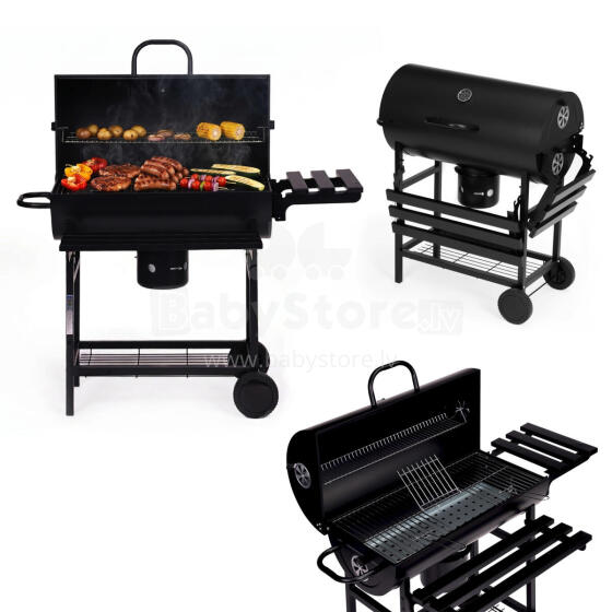 Süsinikgrill aiaga kaanega, termomeeter, tuhatoos, kokkuklapitavad riiulid MultiGarden
